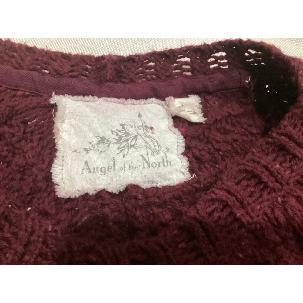 Angel of the North by Anthropologie Chunky Knit Curved Hem size XL maroon - Picture 5 of 6